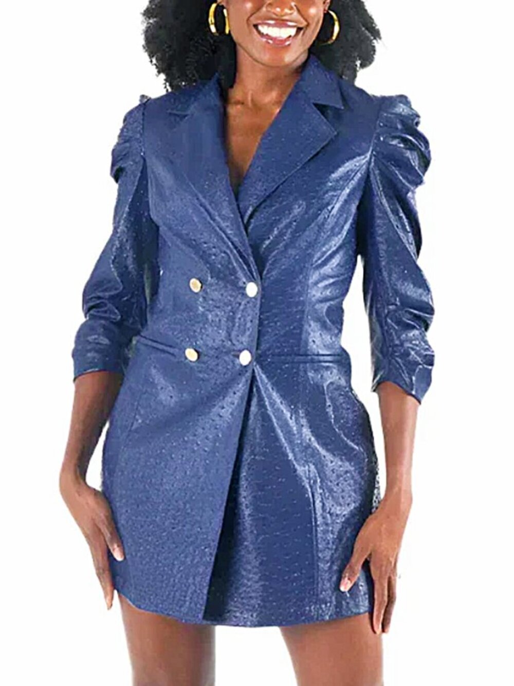 Emily McCarthy Blue Vegan Ostrich Leather Dress NWT Size L